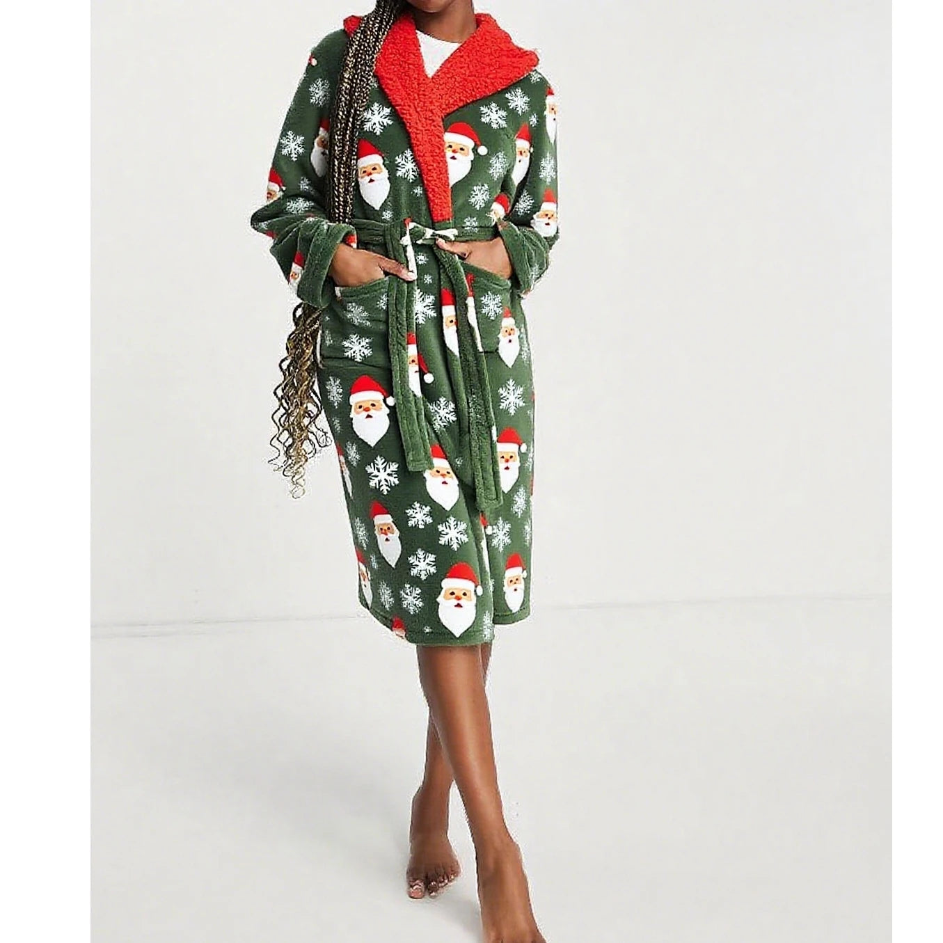 Peignoir Noël Femme Capuche Polyester