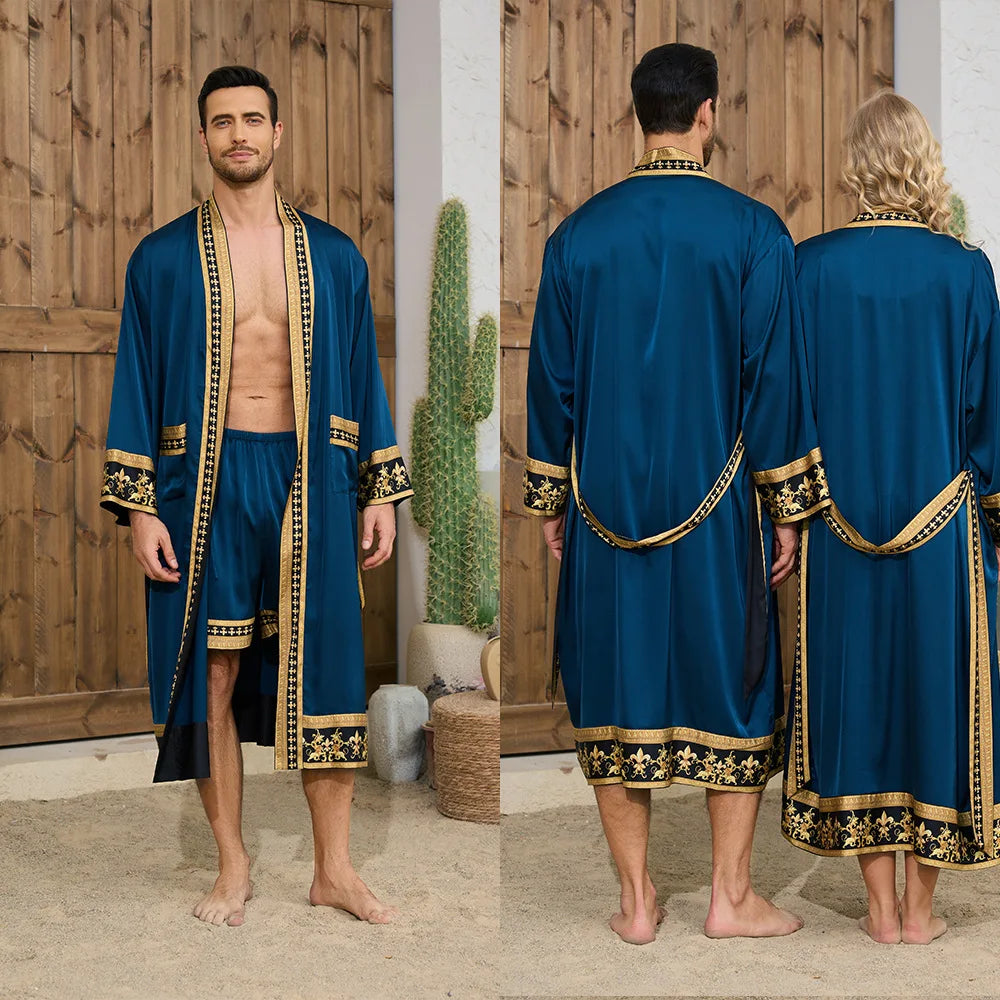 Peignoir style baroque satin polyester homme et femme