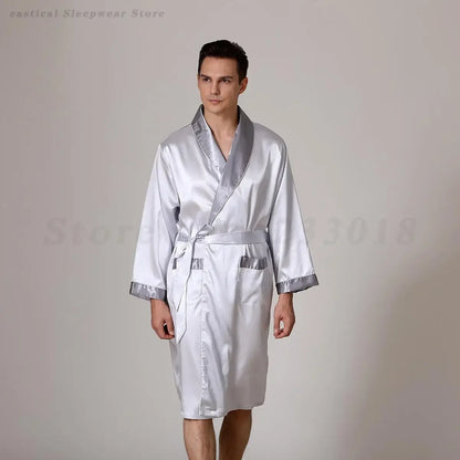 Peignoir court satin polyester homme