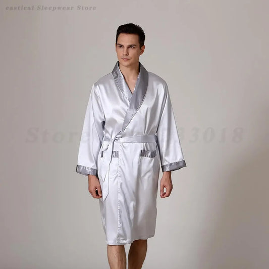 Peignoir court satin polyester homme