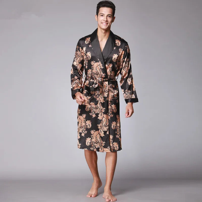 Peignoir imprimé Satin Polyester/Microfibre Homme