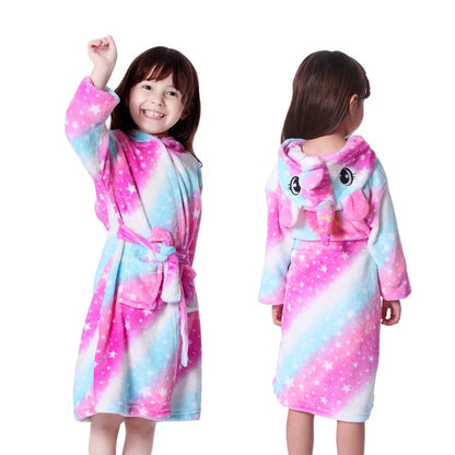 Peignoir Licorne Enfant en Flanelle Polaire