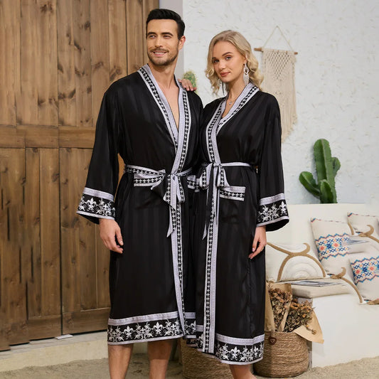 Peignoir style baroque satin polyester homme et femme