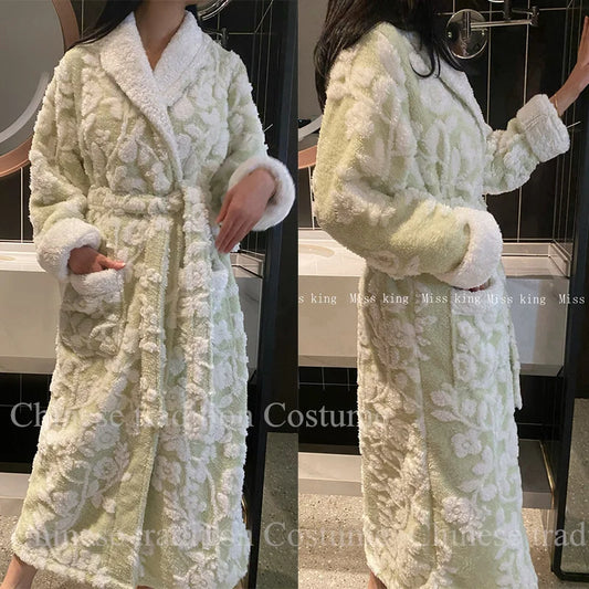 Peignoir Élégant Polaire Corail Femme