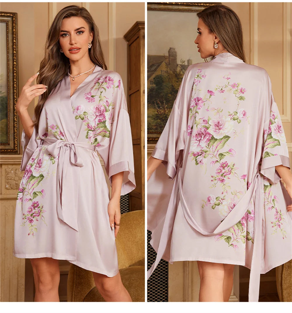 Peignoir court sexy Satin Femme