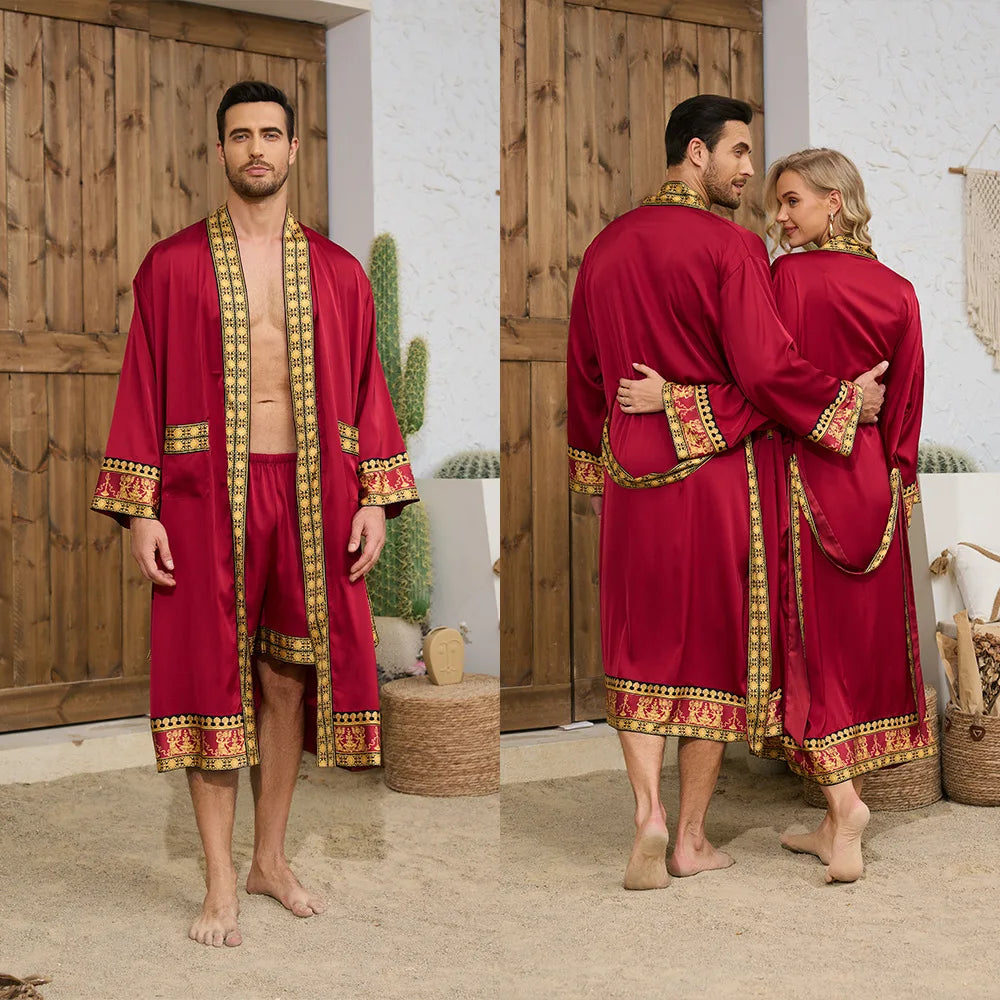 Peignoir style baroque satin polyester homme et femme