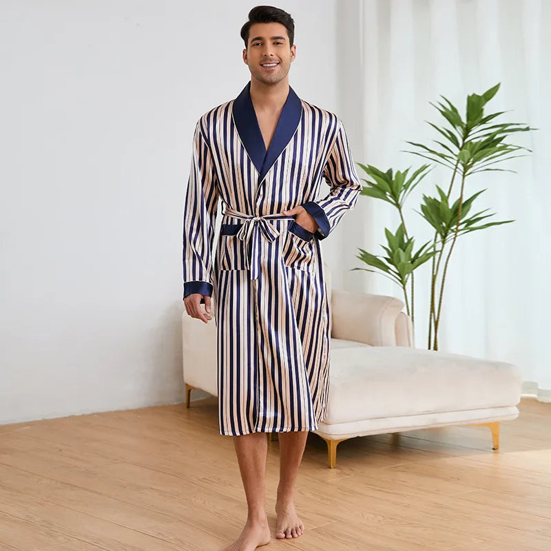 Peignoir Satin Été Polyester/Élasthanne Homme