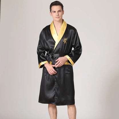 Peignoir court satin polyester homme