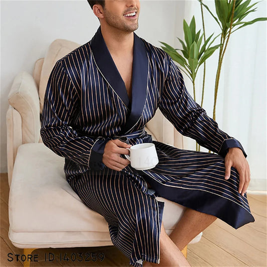 Peignoir Satin Été Polyester/Élasthanne Homme
