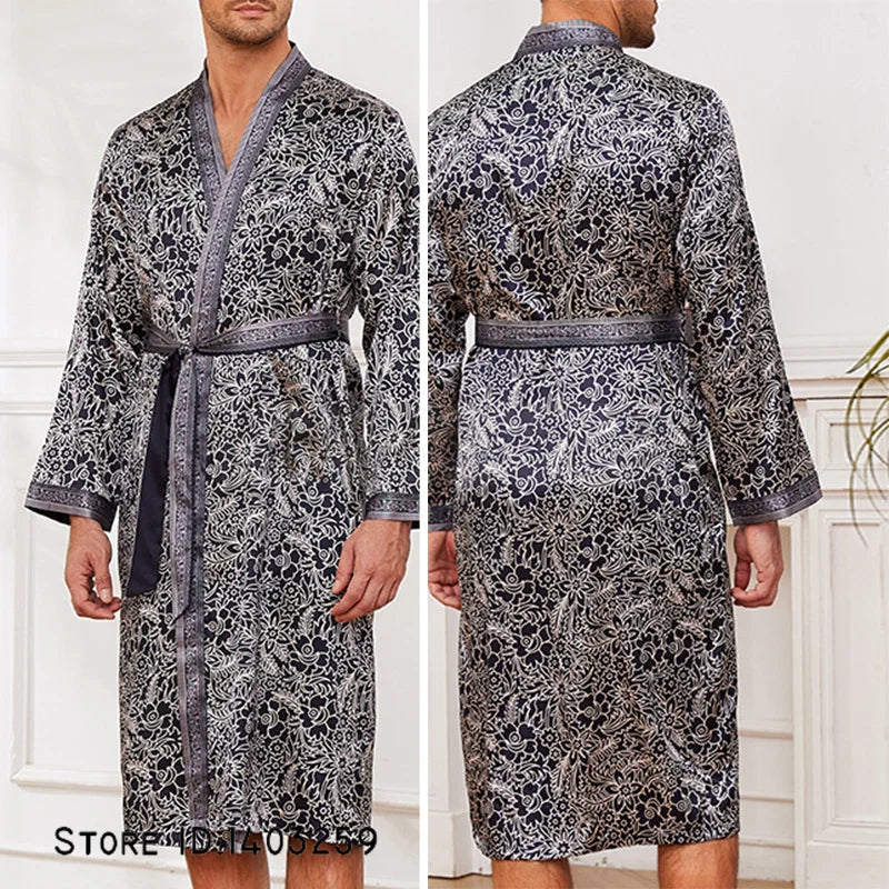 Peignoir Satin imprimé Polyester Homme