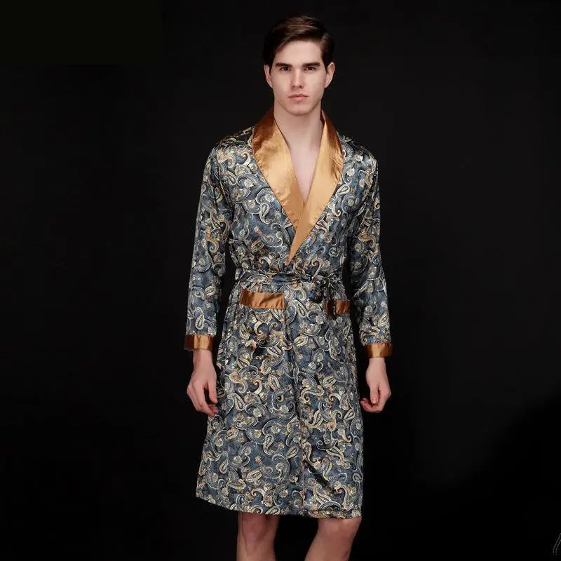Peignoir imprimé Satin Polyester/Microfibre Homme