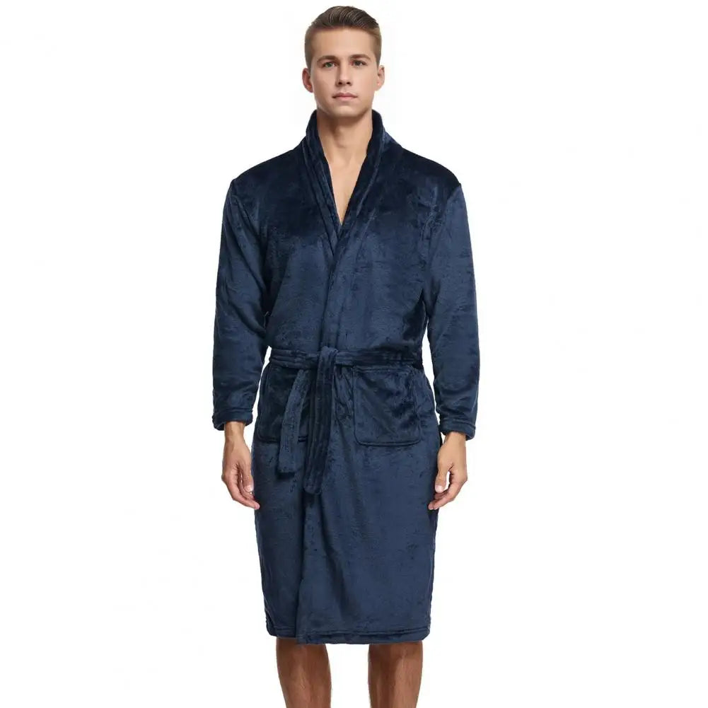 Peignoir flanelle homme poche frontale polyester