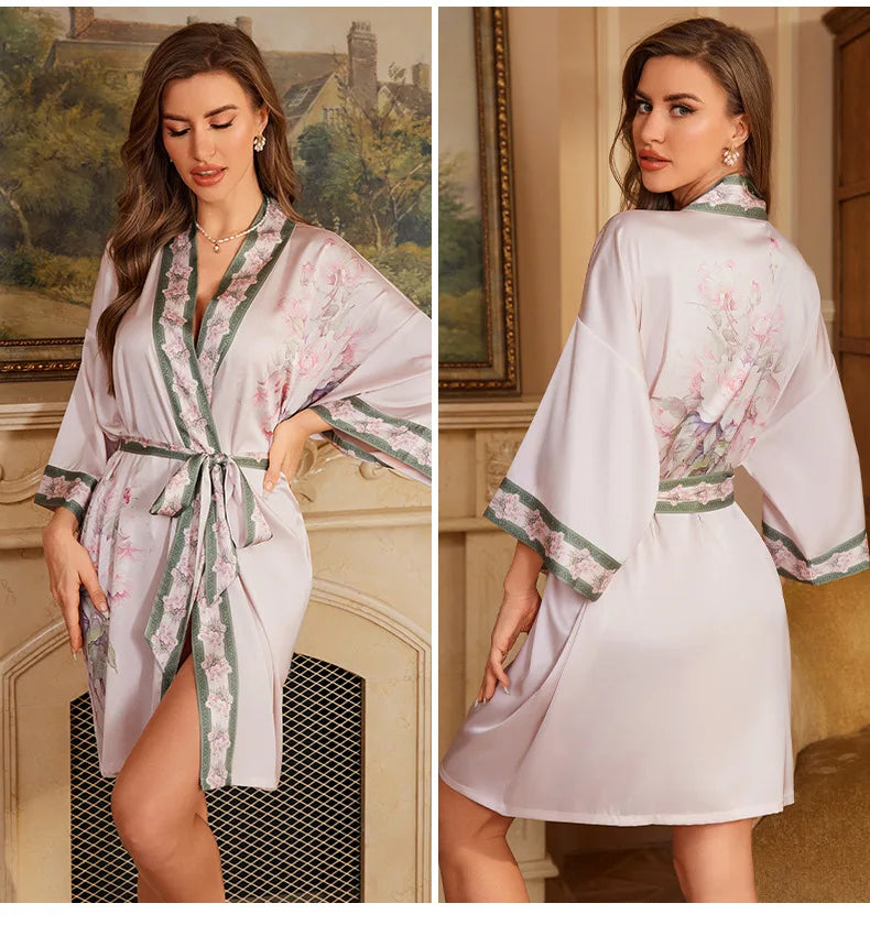 Peignoir court sexy Satin Femme