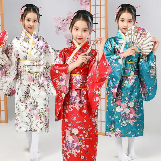 Kimono Japonais Satin Polyester petite Fille