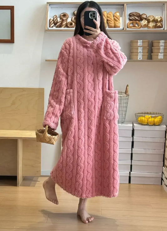 Peignoir Polaire 1 pièce style jacquard Femme