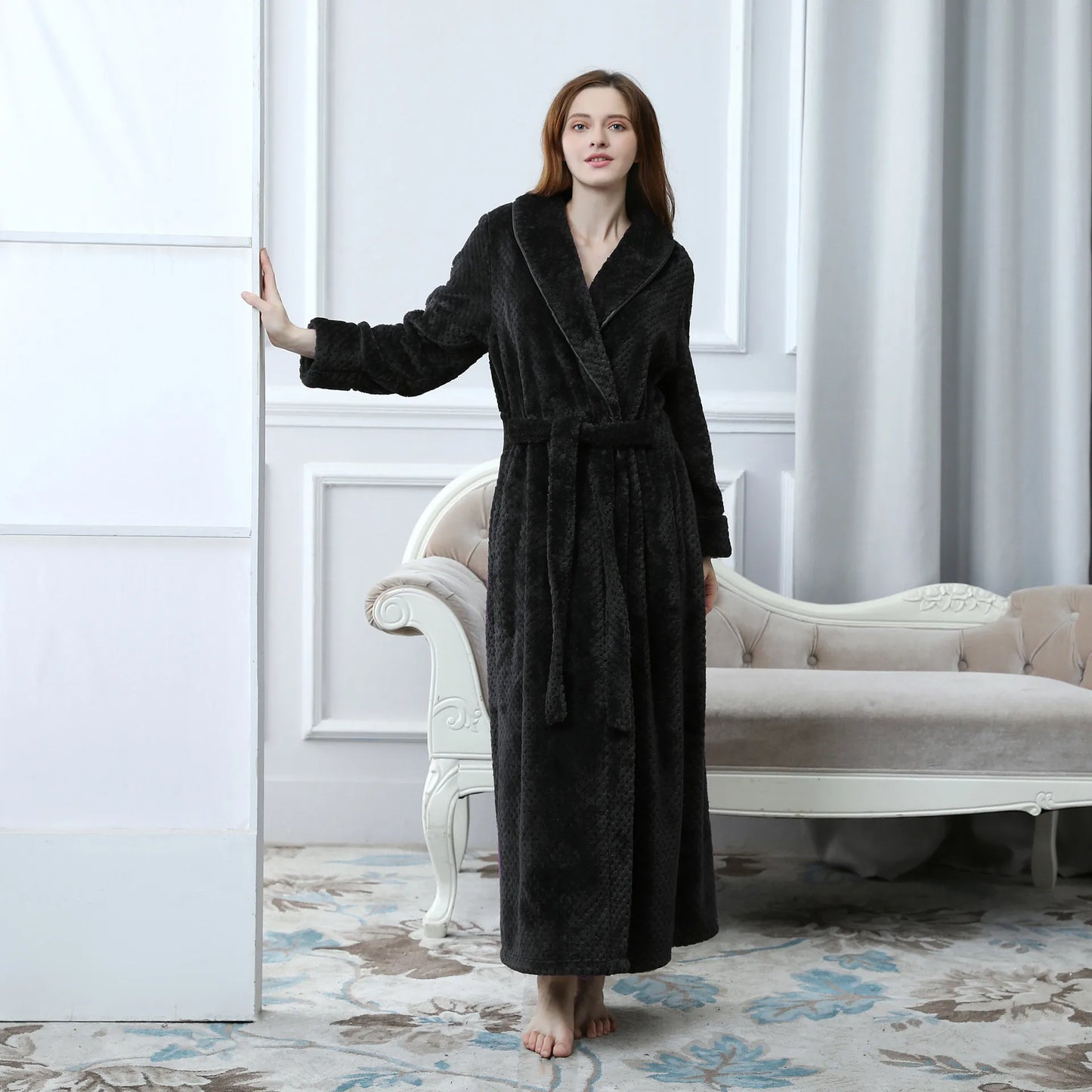 Peignoir flanelle style Jacquard homme et femme