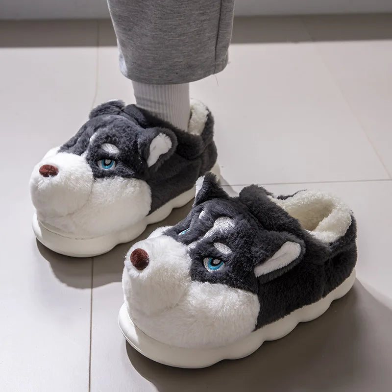 Pantoufles Chien Husky Coton