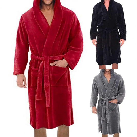 Peignoir flanelle avec capuche Homme