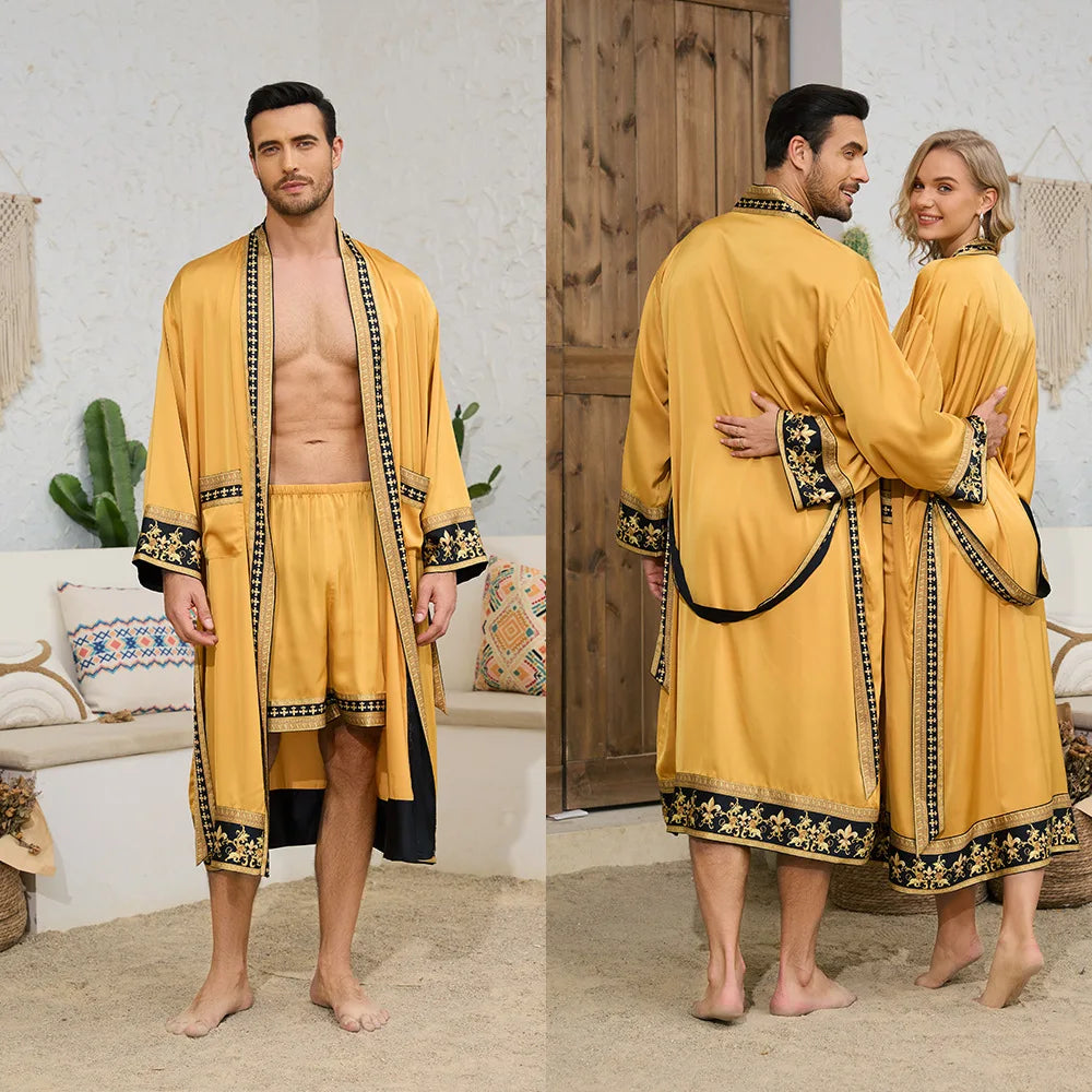 Peignoir style baroque satin polyester homme et femme