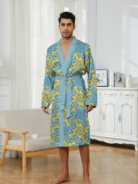 Peignoir printemps/automne imprimé mer Polyester Homme