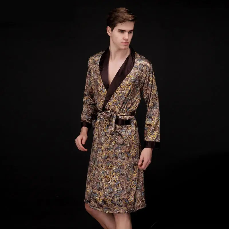 Peignoir imprimé Satin Polyester/Microfibre Homme