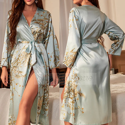 Peignoir satin long polyester Femme