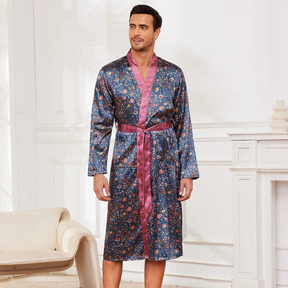 Peignoir Satin imprimé Polyester Homme