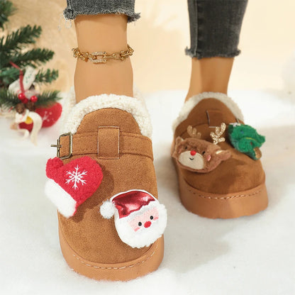 Pantoufles Noël motifs relief