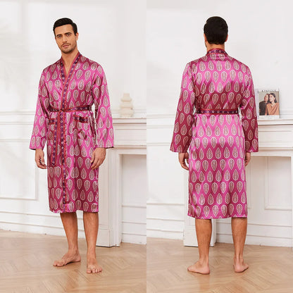 Peignoir Satin Imprimé Polyester/Rayon Homme