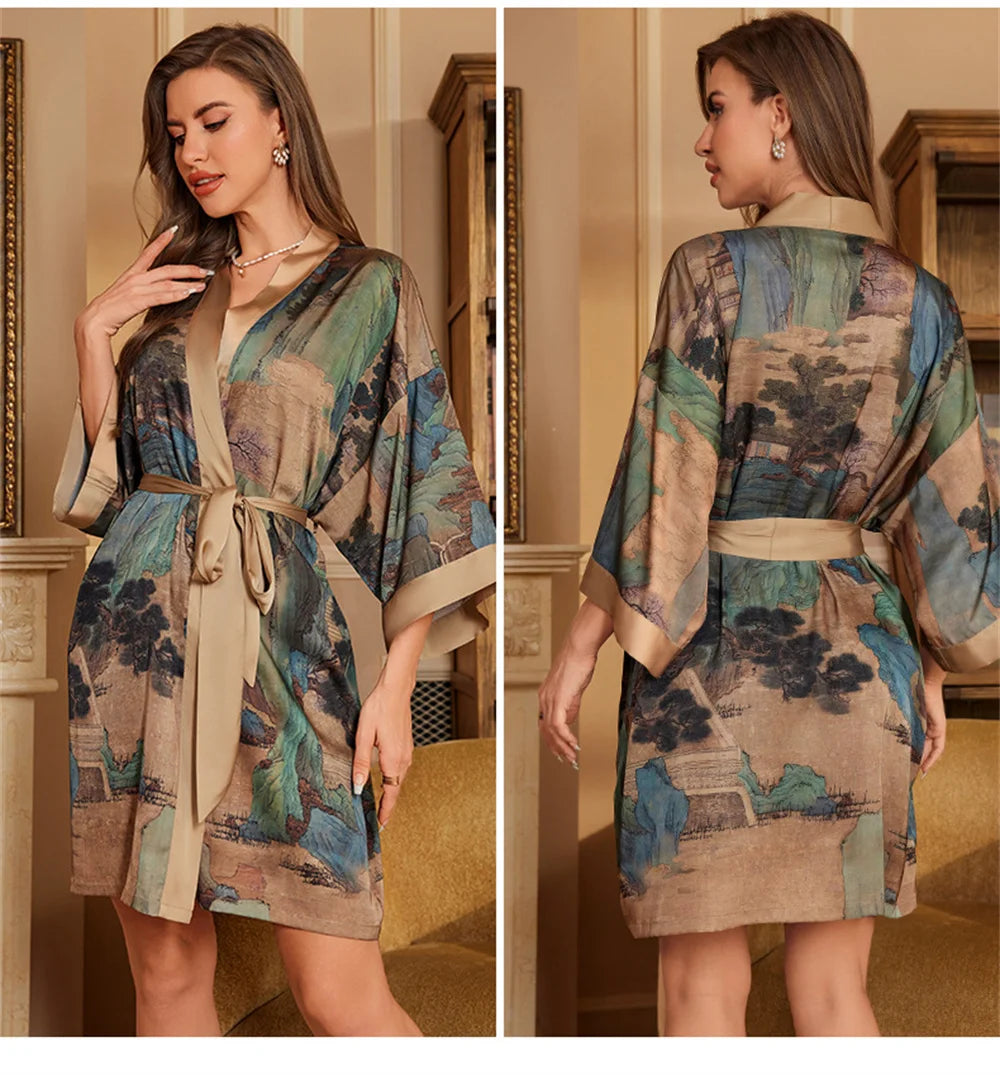 Peignoir court sexy Satin Femme