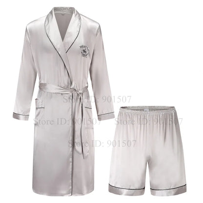 Peignoir 2 pièces satin polyester Homme