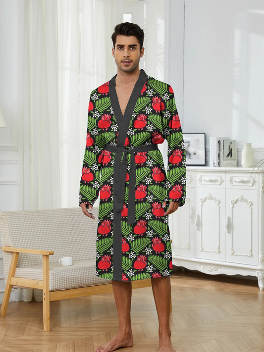 Peignoir printemps/automne imprimé feuille Polyester Homme