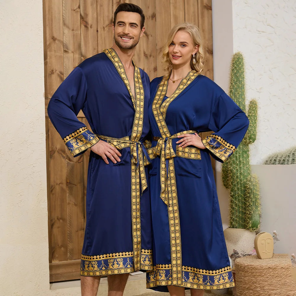 Peignoir style baroque satin polyester homme et femme