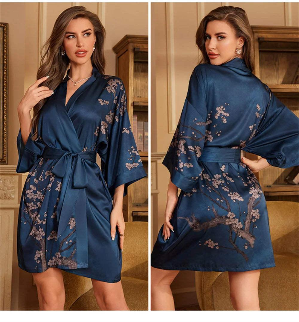 Peignoir court sexy Satin Femme