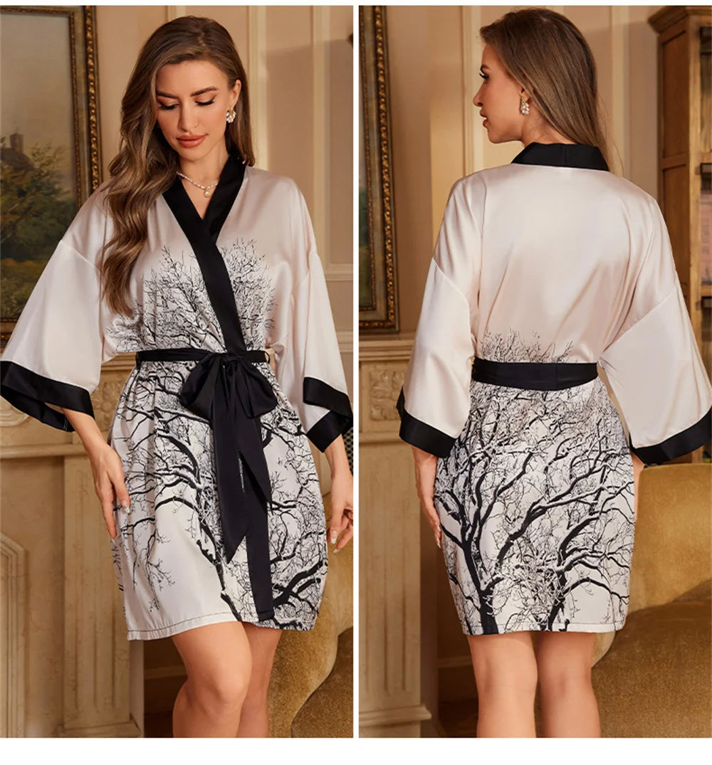 Peignoir court sexy Satin Femme