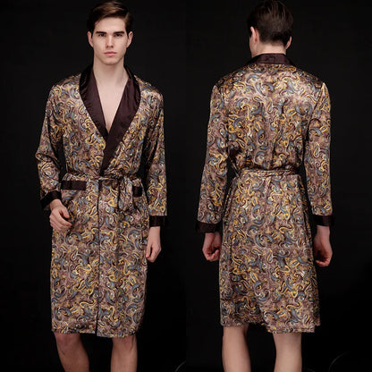 Peignoir imprimé Satin Polyester/Microfibre Homme
