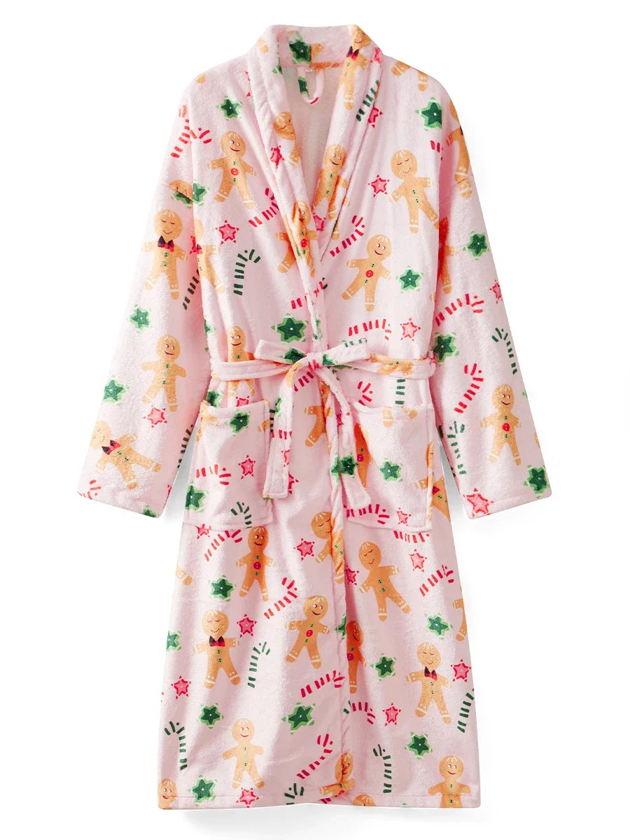 Peignoir Femme Fluffy de Noël Flanelle