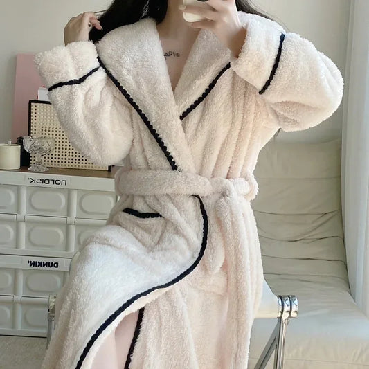 Peignoir Hiver Femme Velours Corail/Polyester