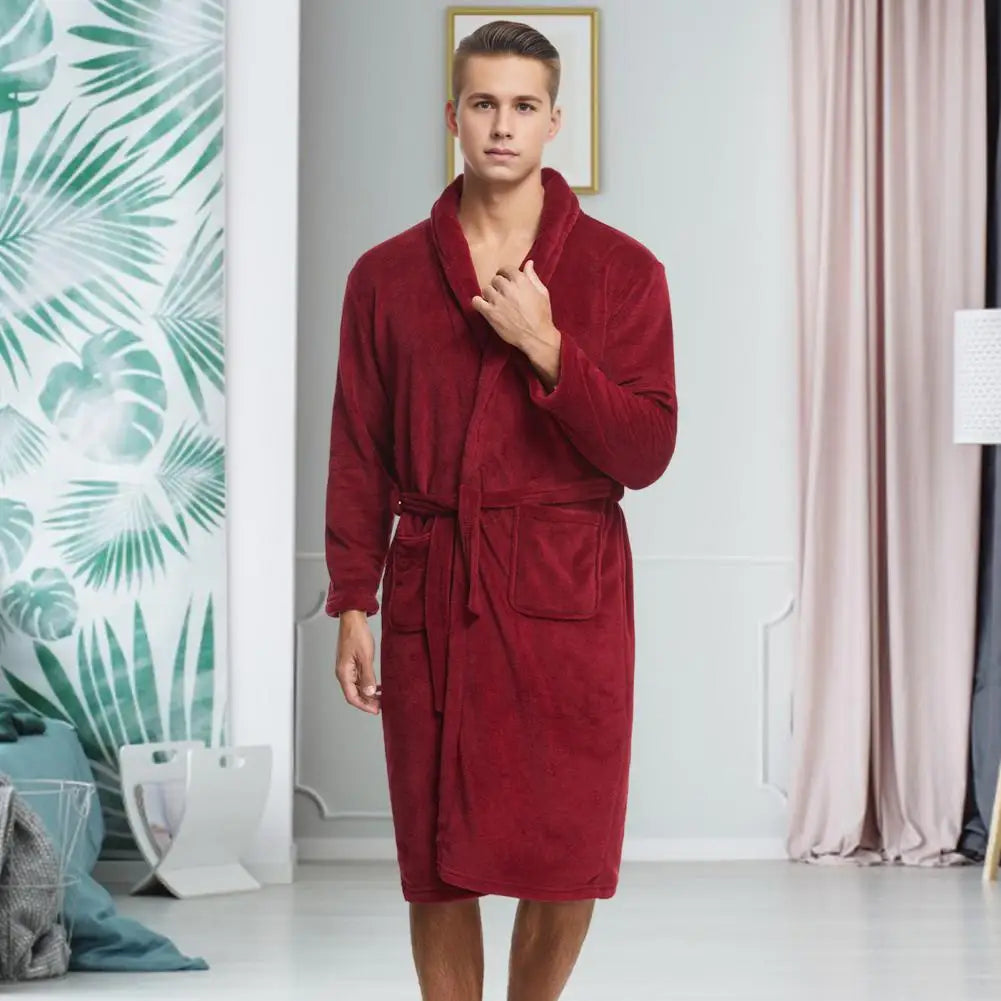 Peignoir flanelle homme poche frontale polyester