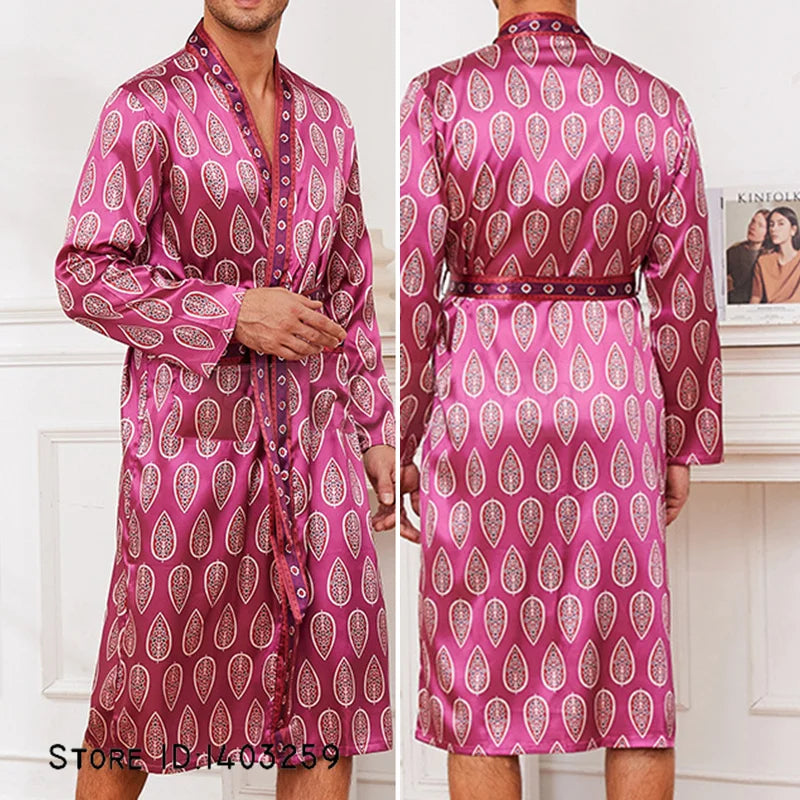 Peignoir Satin imprimé Polyester Homme