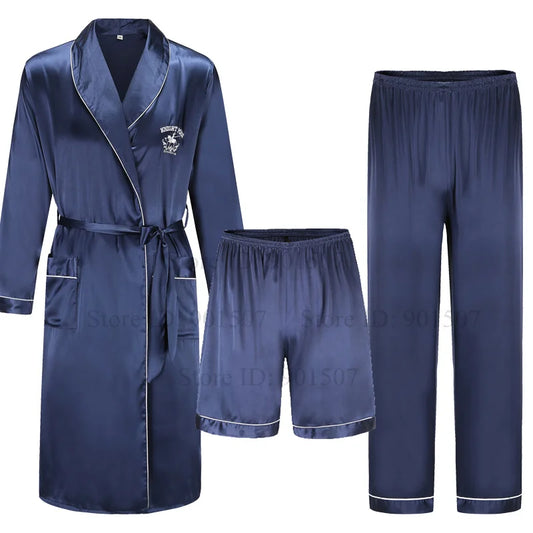 Peignoir 2 pièces satin polyester Homme