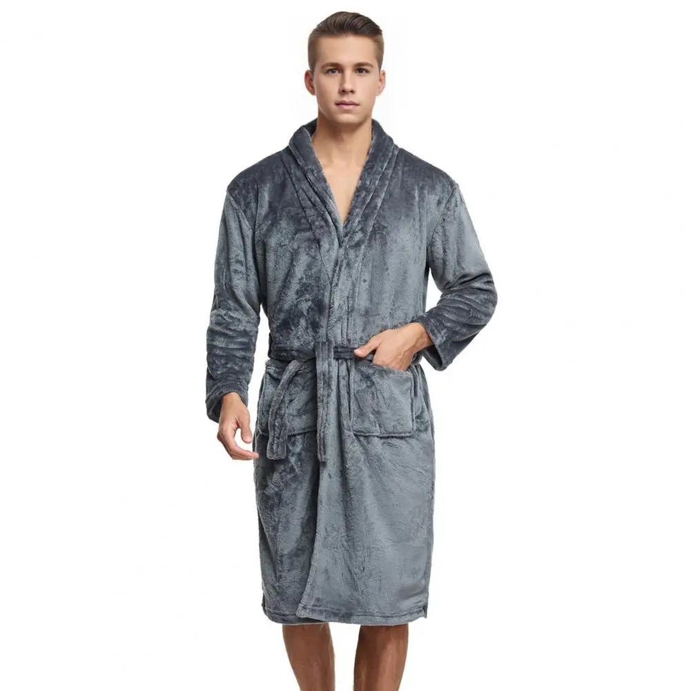 Peignoir flanelle homme poche frontale polyester