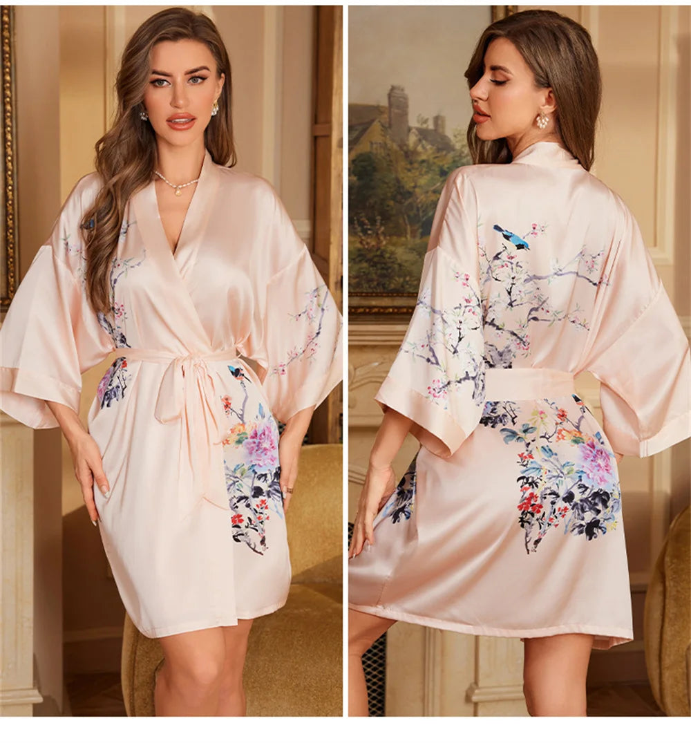Peignoir court sexy Satin Femme