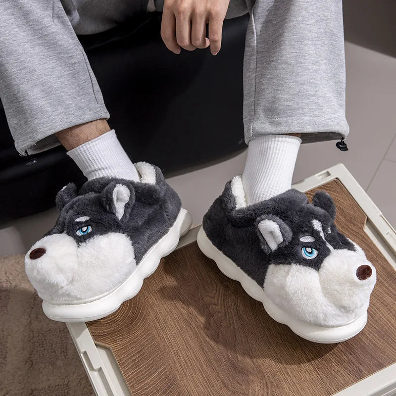 Pantoufles Chien Husky Coton
