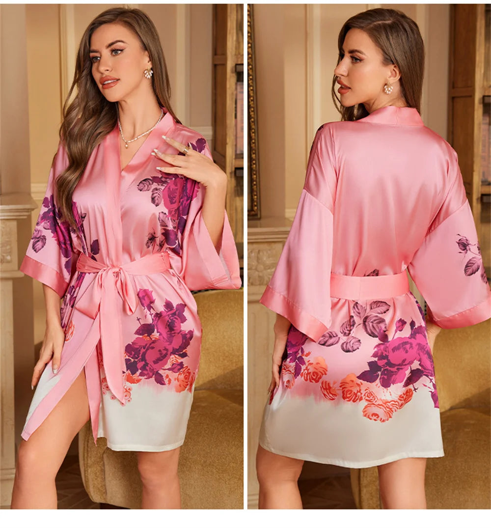Peignoir court sexy Satin Femme