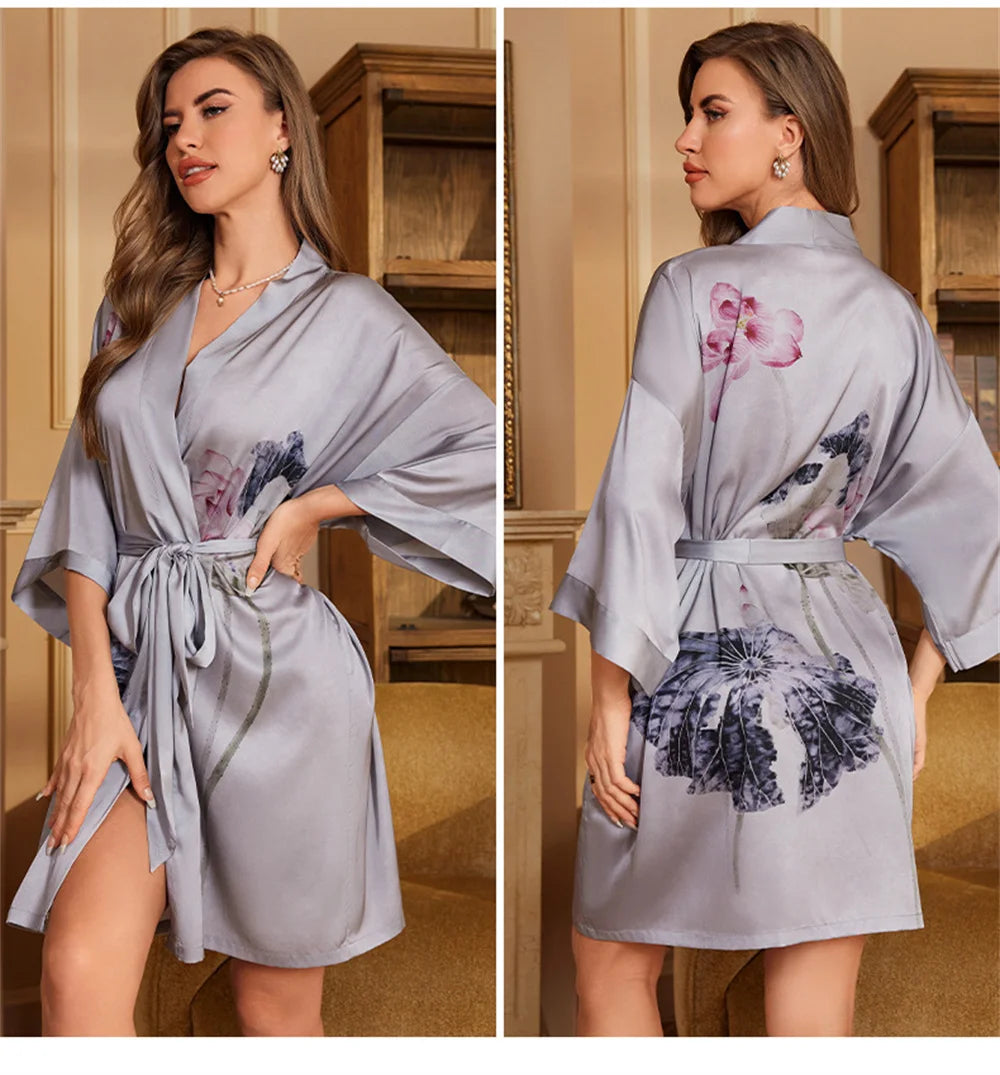 Peignoir court sexy Satin Femme