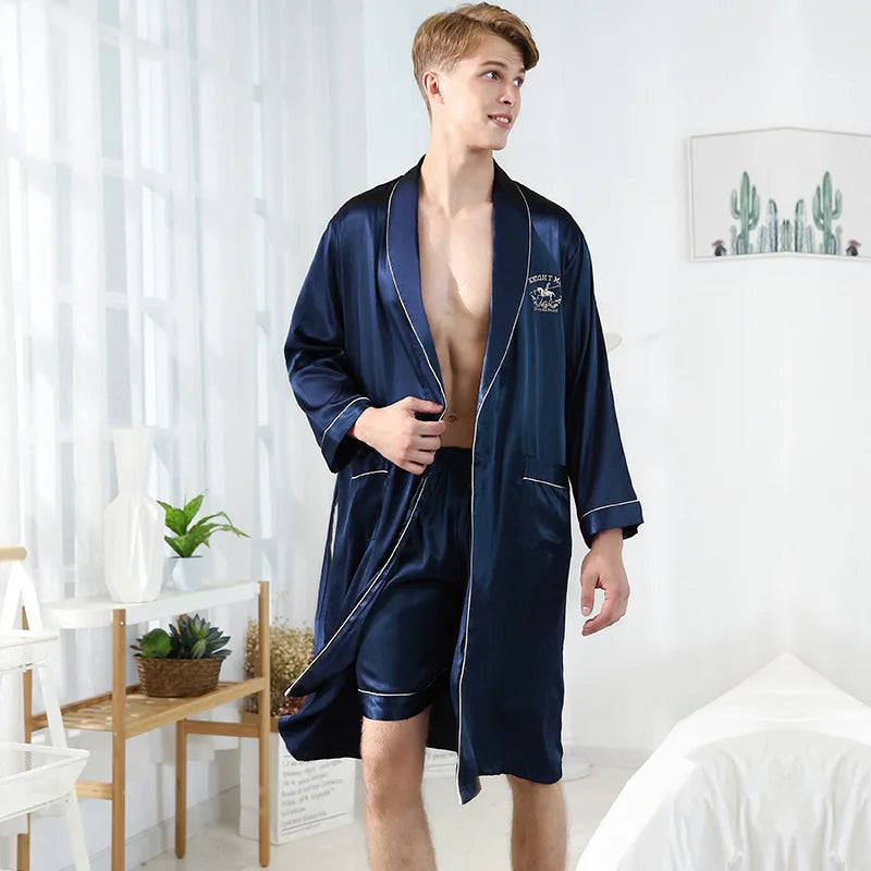 Peignoir 2 pièces satin polyester Homme