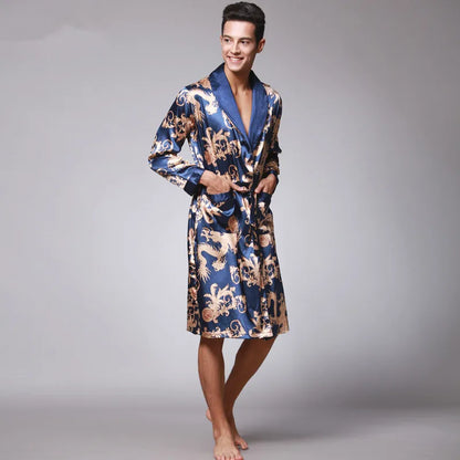 Peignoir imprimé Satin Polyester/Microfibre Homme