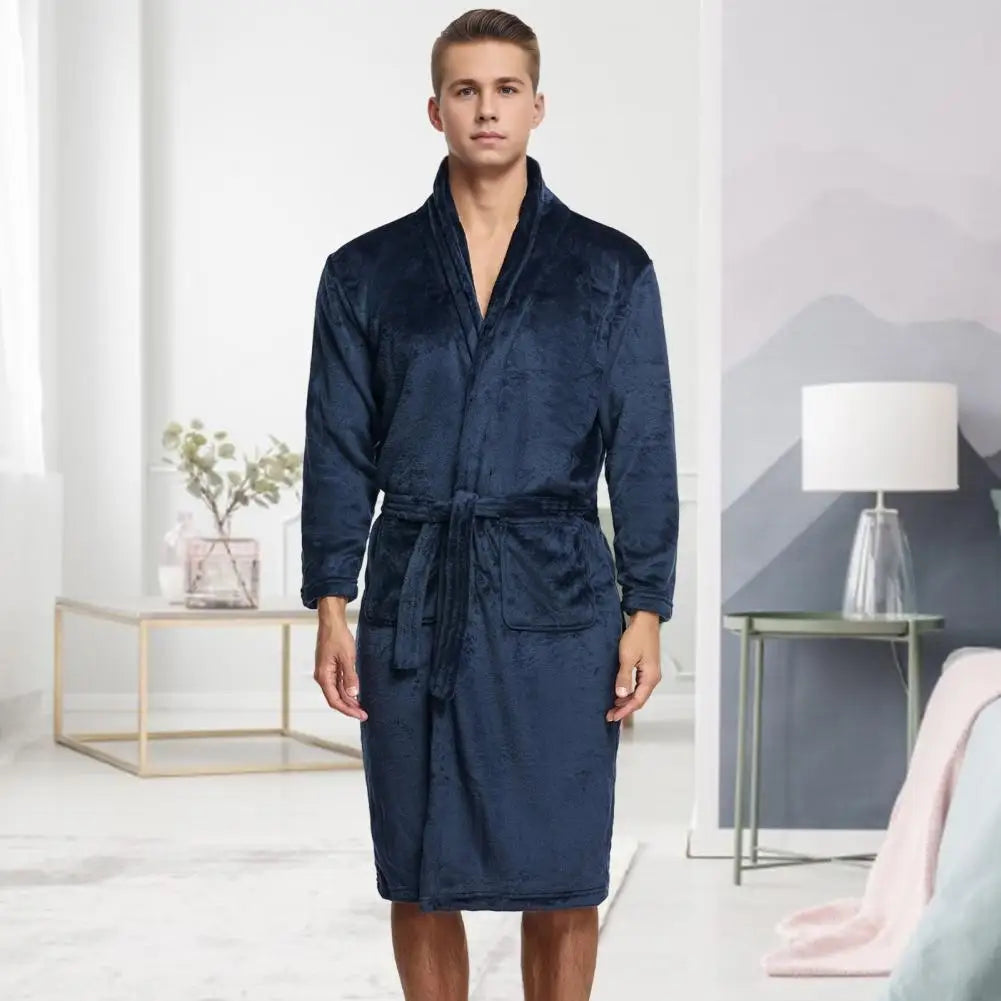 Peignoir flanelle homme poche frontale polyester