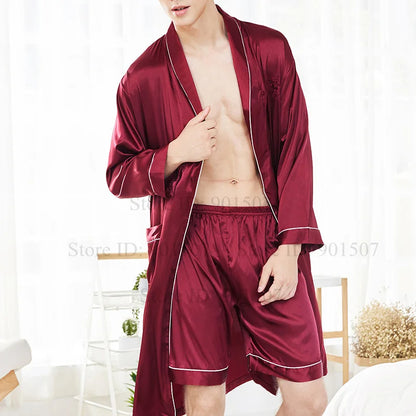 Peignoir 2 pièces satin polyester Homme